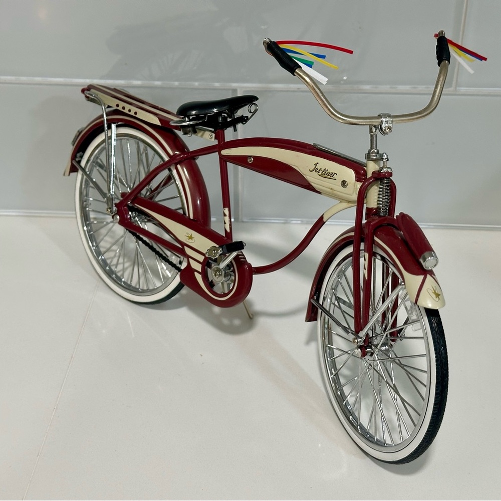 Rare Vintage Jet Liner Bicycle 1950s Boys Bike Cycle Metal Model Length: 11.5 " - Picture 10 of 15